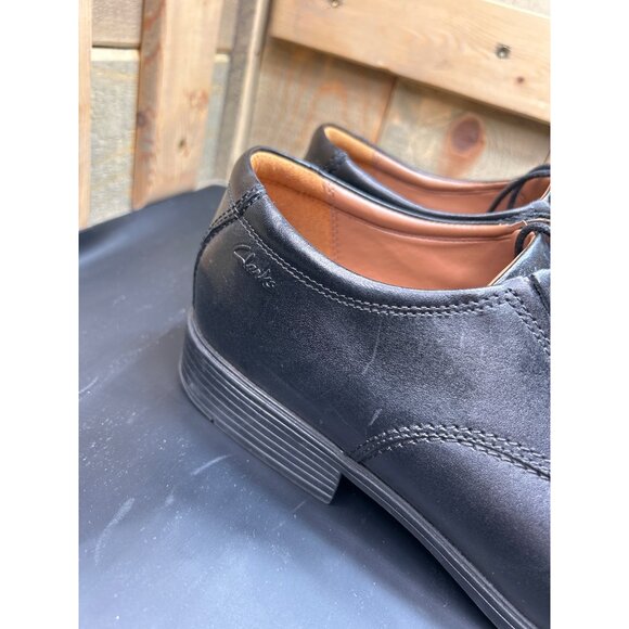 Clarks Collection Black Leather Mens Dress Shoes Size 14 - Picture 2 of 9